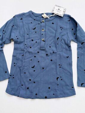 NWT Kate Quinn Kids Boy Long Sleeve Basic Henley Tee 7 years